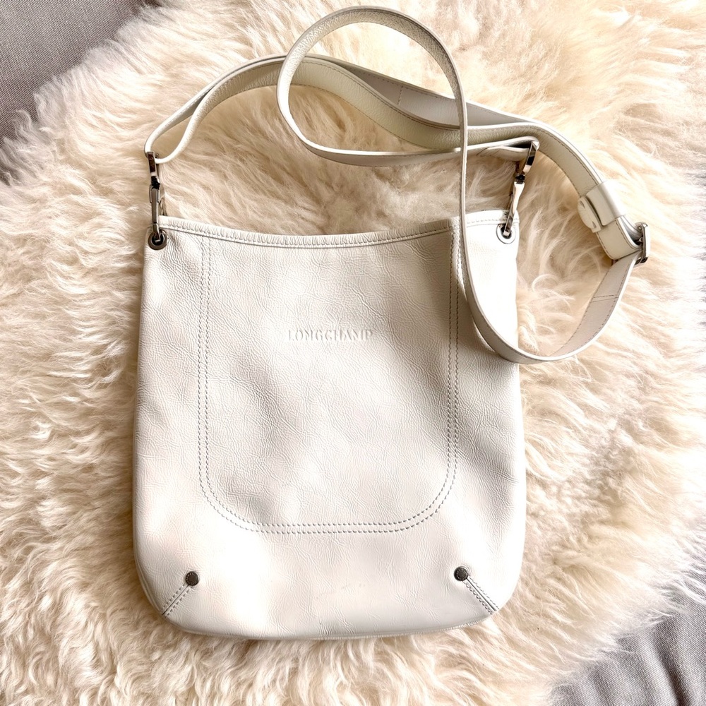 Longchamp White Patent Leather Shoulder Bag